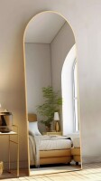 Ebern Designs Arched Metal Oversized Full Length Mirror Wall Mirror with Stand, 16" x 59" New In Box $199