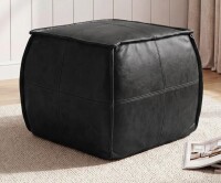 Latitude Run&reg; Elliona Square Top-Grain Leather Pouf Ottoman $399