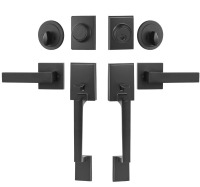VEVOR Double Door Handle Set, Matte Black Square Door Lever, Double Front Door Handle Set with Reversible Handle Lever, Heavy Duty Double Door Lock Set with Dummy, for Office Door or Front Door New In Box $199
