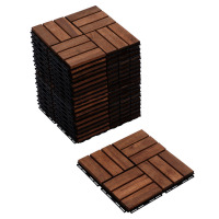 BEEFURNI 30 Pcs - 12.1'' x 12.1'' Wood Interlocking Deck Tiles $199