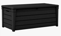 Keter Brightwood 120 Gallon Large Durable Outdoor Storage and Weather Resistant Resin Deck Box New Shelf Pull $299