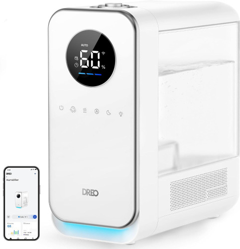 DREO Humidifier for Bedroom, Top-filled Smart Quiet Cool Mist Humidifier for Large Room, 50 Hours Runtime for Home, Indoor Plants, Oil Diffuser & Nightlight for Baby Nusery, 5L, with Alexa/Google $199