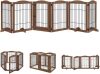 unipaws 132"W&times;31.5"H Dog Gate and Pet Playpen with Walk Through Door Free Standing Tall Dog Fence, Barriers for Home, Use as Indoor Dogs Cats Pen, Rabbit Pen, Walnut New In Box $299