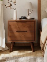 George Oliver Modern Solid Wood 2-Drawer Nightstand, Bedroom Storage Unit $299