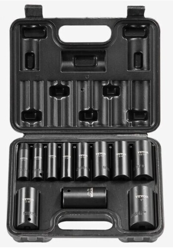 VEVOR 3/8" Drive Impact Socket Set, 11 Piece Deep Socket Set SAE 5/16"-1", 6 Point CR-V Alloy Steel for Auto Repair, Easy-to-Read Size Markings, Rugged Construction, Includes Storage Case New In Box $79