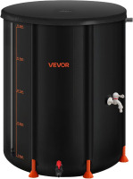 VEVOR Collapsible Rain Barrel, 53 Gallon Portable Rain Water Collection Barrel, 1000D PVC Rainwater Collection System, Garden Water Catcher Tank Storage Container with Spigot & Overflow Kit, Black New In Box $89