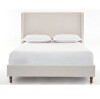 Englis Elm Hayden Upholstered Wingback Queen Bed With 54" Headboard &ndash; Elegant Ivory Canvas & Easy Assembly New in Box $599