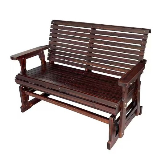 Innovaze 2-Person Solid Fir Wood Outdoor Glider with High Roll Back and Deep Contoured Seat, Heavy Duty 800 lbs., Teak Tone in Dark Brown New in Box Factory Sealed $499