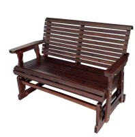 Innovaze 2-Person Solid Fir Wood Outdoor Glider with High Roll Back and Deep Contoured Seat, Heavy Duty 800 lbs., Teak Tone in Dark Brown New in Box Factory Sealed $499