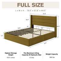 Latitude Run Braya Hydraulic Lift Up Storage Upholstered Platform Bed, New in Box $899