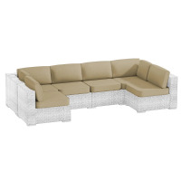 Hokku Designs 14 Piece Outdoor Sectional Cushions,Water-Resistant Patio Funiture Sectional Cushion Fits 6-seat Rattan Conversation Set Sofa Seat / Back Cushion, Khaki, New in Box $399