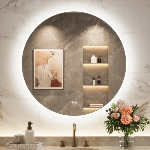 Orren Ellis Adorna 36" Round Frameless Backlit Mirror, LED Bathroom Vanity Mirror with Dimmable Brightness, Anti-fog Function, 50000h Lifetime, Shatterproof Film, New in Box $399