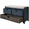 ModernLuxe Assembly Required Storage Bench with Removable Basket and 2 Drawers Fully Assembled Shoe Bench with Removable Cushion Navy, New in Box $399