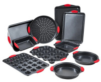 VEVOR Baking Pans Set, 10-Piece, Nonstick Carbon Steel Cookware Sheets & Trays, Stackable Kitchen Oven Bakeware Cooking Sets with Silicone Handles, Easy to Clean, for Baking Cookie Cake Muffin Bread New In Box $89