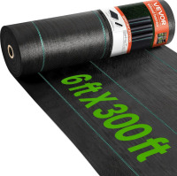 VEVOR Weed Barrier Landscape Fabric, 6 ft. x 300 ft. Heavy Duty Garden Weed Fabric, Woven PP Weed Control Fabric, Driveway Fabric, Geotextile Fabric for Landscaping, Ground Cover, Weed Blocker Weed Mat, Black New In Box $199