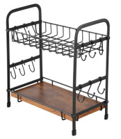 VEVOR 2 Tier Coffee Bar Organizer for Countertop, Multifunctional Mug Holder and Coffee Station, 12 Movable Hooks and 2 Shelves for Coffee Accessories Storage and Display, Home Office (Matte Black) New In Box $79