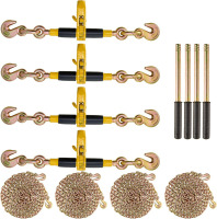 VEVOR Ratchet Chain Binder, 5/16"-3/8", 7100 lbs Load Limit & 4700 lbs G80 Chain, Heavy Duty Load Binders, Detachable Anti-Skid Handle, Tie Down Hauling Chain Binders for Flatbed Truck Trailer, 4 Set New Shelf Pull $399