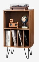 VEVOR Record Player Stand, 3 Tiers Turntable Stand with Record Storage, Vinyl Record Storage Cabinet with Metal Legs for Bedroom, Living Room, Brown New In Box $299