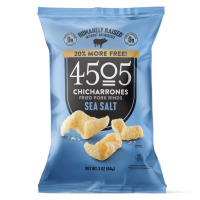 4505 Sea Salt Seasoned Chicharrones, Fried Pork Rinds - Sea Salt Flavored Pork Skins - Low Carb, Gluten-Free, Protein Snack - 3 oz