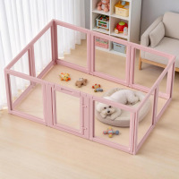 LoveTail Acrylic Dog Playpen Indoor, Pink Dog Pen, Puppy Playpen, 10 Panels 23.6" H, Skin Pink, Purple & Sky Blue, Clear View, No-Gap Escape-Proof, Tool-Free Setup, For Puppies & Small Dogs New Open Box $299