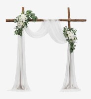 VEVOR Artificial Wedding Arch Flowers Kit, White Wedding Arch Flowers with Drapes Kit (3-Piece) - 2 Pcs Floral Arrangement, 1 Pcs Sheer Drapes, for Ceremony Bouquets Reception Backdrop Decoration New In Box $199