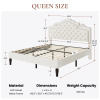 Lark Manor Antonious Velvet Tufted Crown-Shaped Headboard Platform Bed, 3-Level Adjustable Height, No Box Spring Needed, Underbed Storage, Queen Size, White, New Open Box $999