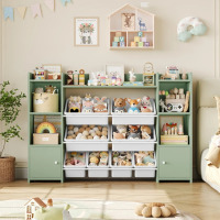 Viv + Rae Lafon Manufactured Wood Toy Organizer with Bins, Green/White, New in Box $399