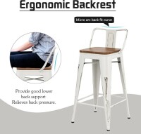 Red Barrel Studio 30" Counter Height Bar Stool Chair-Distressed White, Wooden Seat, New in Box $299