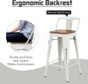 Red Barrel Studio 30" Counter Height Bar Stool Chair-Distressed White, Wooden Seat, New in Box $299