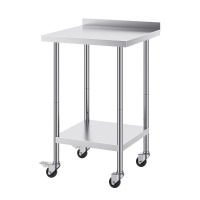 Ebern Designs 40" Height Stainless Steel Prep Table with Backsplash, Adjustable Shelves, New in Box $299