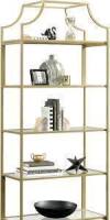 Sauder International Lux 5-Shelf Metal & Glass Display Bookcase New in Box $399