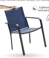 Anmutig Stackable Metal Patio Outdoor Dining Chair-Blue New in Box $299