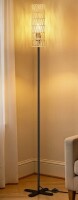 Latitude Run&reg; Farmhouse Floor Lamp With Hand-Worked Rattan Shade And Foot Switch $199