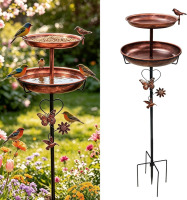 Vilanpaw Metal Bird Bath for Outdoors, 46in Double Freestanding Bird Bath & Bird Feeder, Vintage Bird Bath Bowl with 5-Pronged Base for Garden Patio Yard Lawn Decor, Antique Bronze New In Box $79