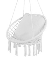 VEVOR Hanging Hammock Swing Chair, 330 lbs Capacity, Macram&eacute; Hanging Chair with Cushion and Mounting Hardware, Cotton Rope Swing Chair for Bedroom, Balcony, Patio, Garden, White New In Box $199
