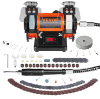 VEVOR Jewelry Polisher, Bench Grinder Polishing & Buffing Machine, 3590RPM Bench Lathe Polisher with 1 Wool Wheel & 1 Abrasive Fiber Wheel & 1 Grinding Wheel & 100pcs Tools New In Box $199