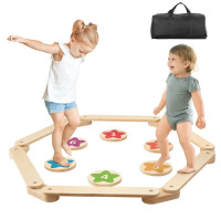 VEVOR Balance Beam Stepping Stones, 6 PCS Wooden Toddler Balance Boards, Montessori Toy for Kids 2-6, Build Coordination and Gross Motor Skills, Gymnastics Course Indoor & Outdoor for Girls Boys Gift New In Box $199