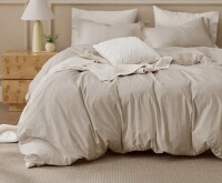 Bedsure 100% Washed Cotton Duvet Cover Queen Set - Minimalist Cotton Beding Set For All Season 3-Piece Set $199