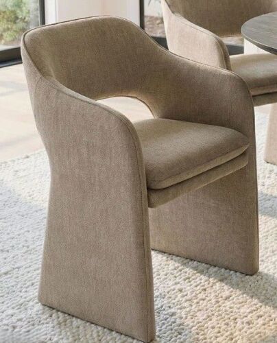 Latitude Run 19" Seat Height Upholstered Fabric Dining Armchair in Khaki New in Box $499