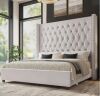 Willa Arlo Interiors Duluth King Cream Diamond-Tufted Wingback Upholstered Platform Bed New in Box $699
