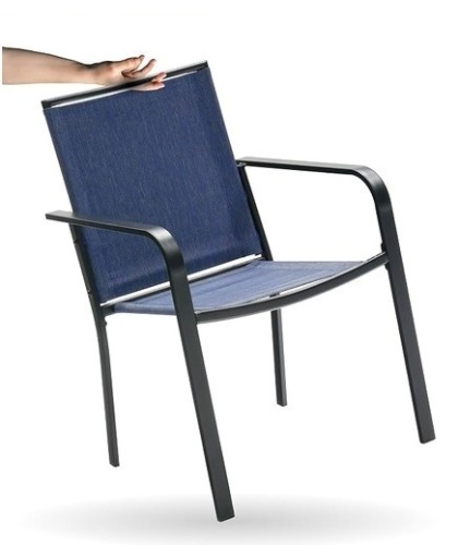 Anmutig Stackable Metal Patio Outdoor Dining Chair-Blue New Shelf Pull $299