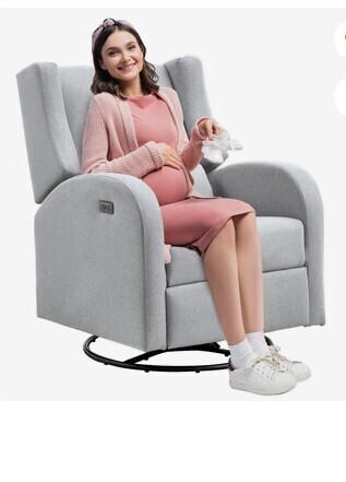 VEVOR Electronic Power Recliner and Swivel Glider, 250 lbs Weight Capacity Swivel Glider Recliner Chair with USB Port, Polyester Surface Swivel Rocker Recliner for Living Room, Bedroom, Light Gray New in Box $699