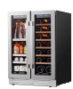 Ca'Lefort 24 in. 20-Bottle Wine and 60 Can Beverage Cooler Dual Zone Refrigerator Under-Counter or Freestanding French Door Fridge $899