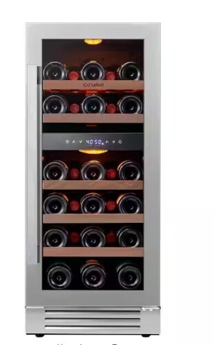 Ca'Lefort 3.0 Cu.ft 15" Dual Zone 28-Bottles Built-In Wine Cooler Refrigerator Fast Cooling Compressor Fridge 5 Removable Shelves $799