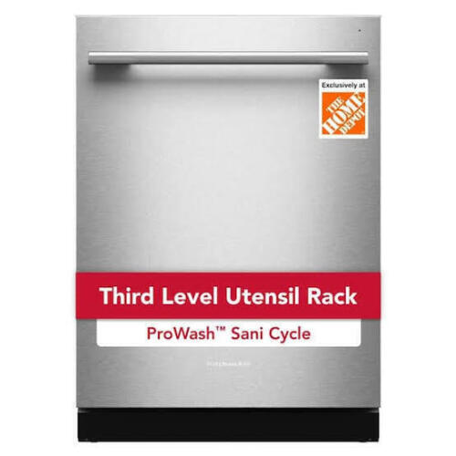 KitchenAid 24 in Top Control Built-In 47 dBA Dishwasher in PrintShield Stainless Steel with 3rd Rack and ProWash Sani Cycle KDTS264TPS New Shelf Pull $1299
