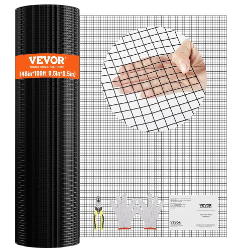 VEVOR Hardware Cloth, 48'' x 100' Galvanized Wire Mesh Roll, 19 Gauge Chicken Wire Fence Roll, Vinyl Coating Metal Wire Mesh for Chicken Coop Barrier, Rabbit Snake Fences, Poultry Enclosures New In Box $299