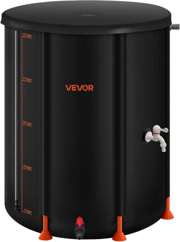 VEVOR Collapsible Rain Barrel, 53 Gallon Portable Rain Water Collection Barrel, 1000D PVC Rainwater Collection System, Garden Water Catcher Tank Storage Container with Spigot & Overflow Kit, Black New In Box $89