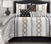 Lanco Luxury Black Gold Comforter Set King Size, 7 Piece Terry embroidery, All Season Bedding Set New In Box $199