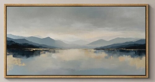 IDEA4WALL Serene Mountain Lake Reflection Landscape Wall Decor Extra Large Pictures Framed Canvas Print Wall Art, 24" x 60" $299