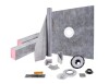 VEVOR 48 x 48 in. Waterproof Shower Pan Underlayment with 4 in. ABS Central Bonding Flange Polyethylene Shower Pan Liner New Shelf Pull $299
